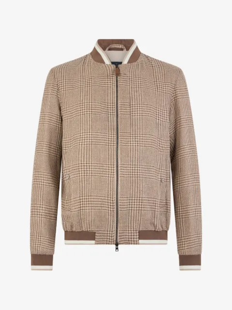 Herno houndstooth-pattern zip-up bomber jacket