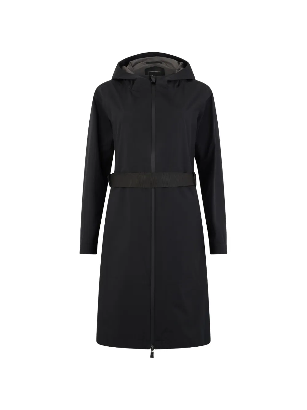 Herno Hooded Zip-up Coat In Black
