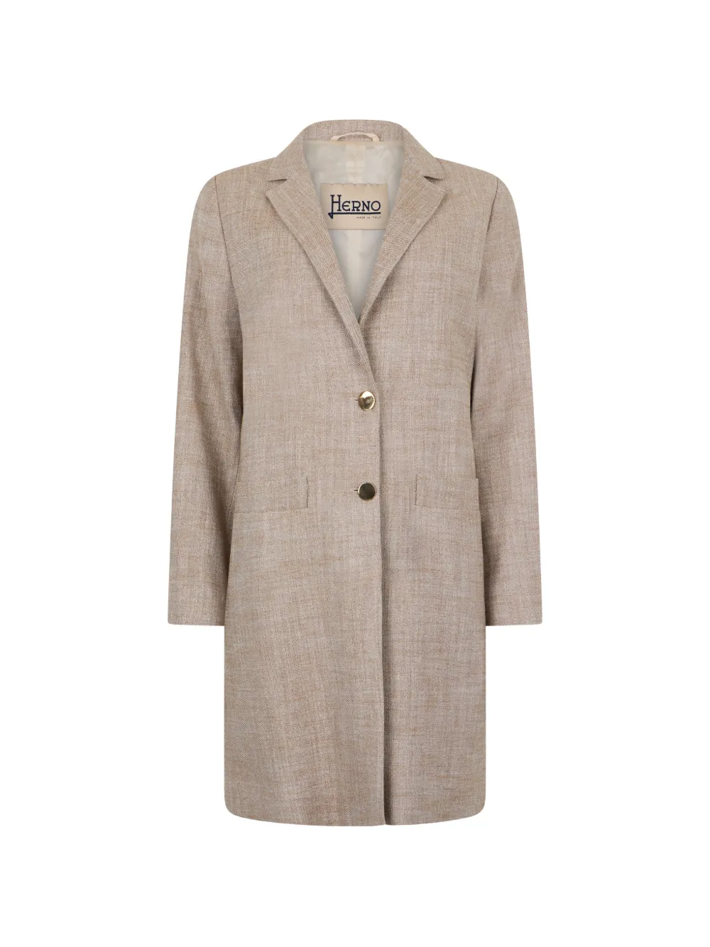 Herno Button Collared Coat In Brown