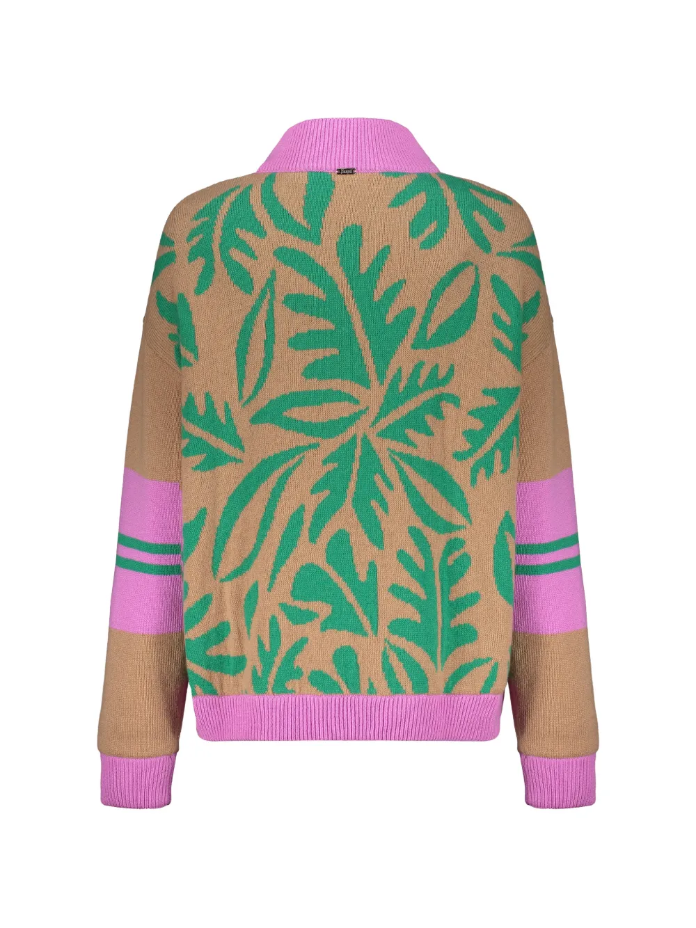 Herno Zip-up Leaf-pattern Cardigan In Brown