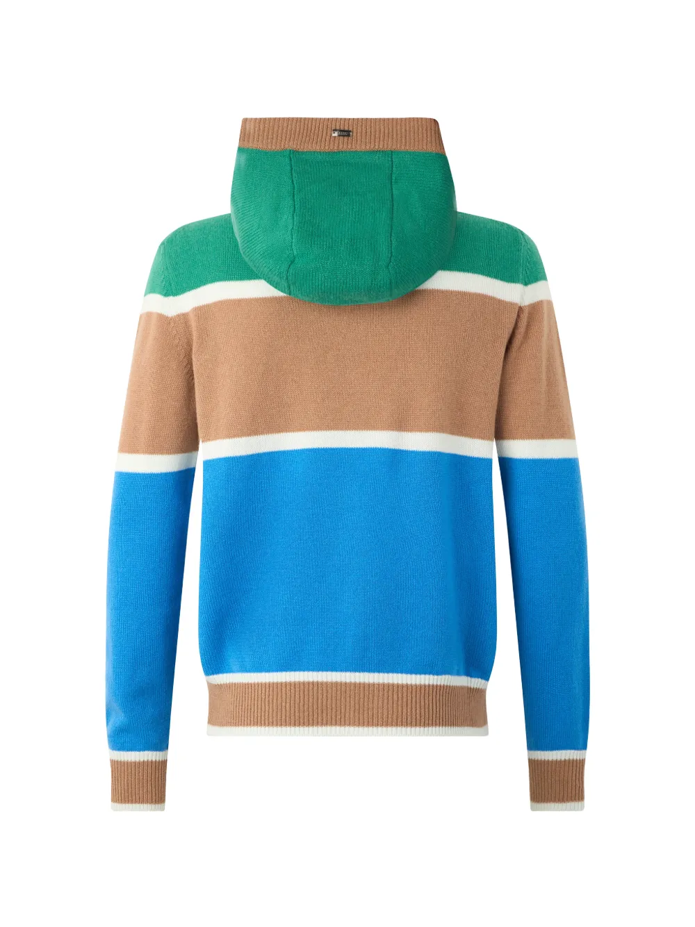 Herno Gestreepte gebreide hoodie met rits Blauw