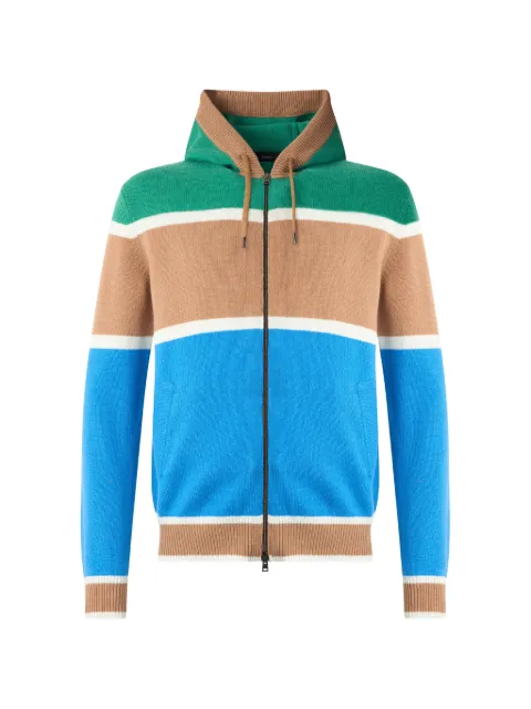 Herno zip-up striped knitted hoodie