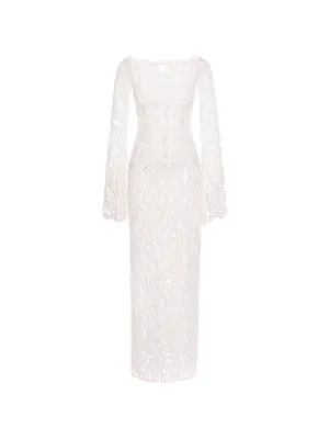 rabanne lace jersey maxi dress Ivory Long in And Disable-checkout