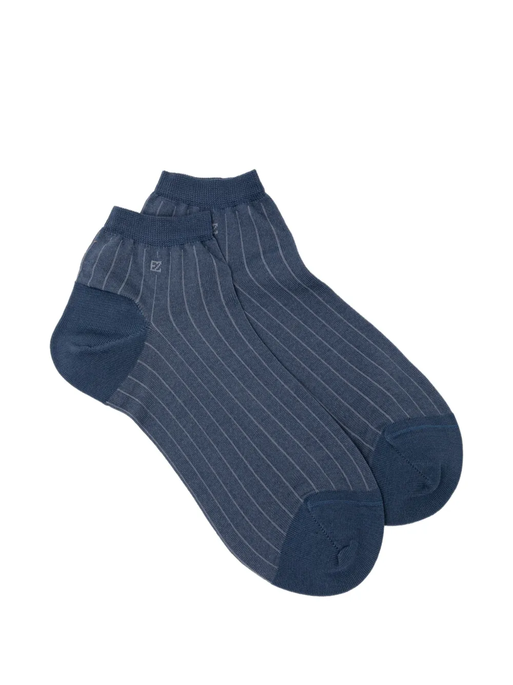 Zegna pinstriped ankle socks - Blau