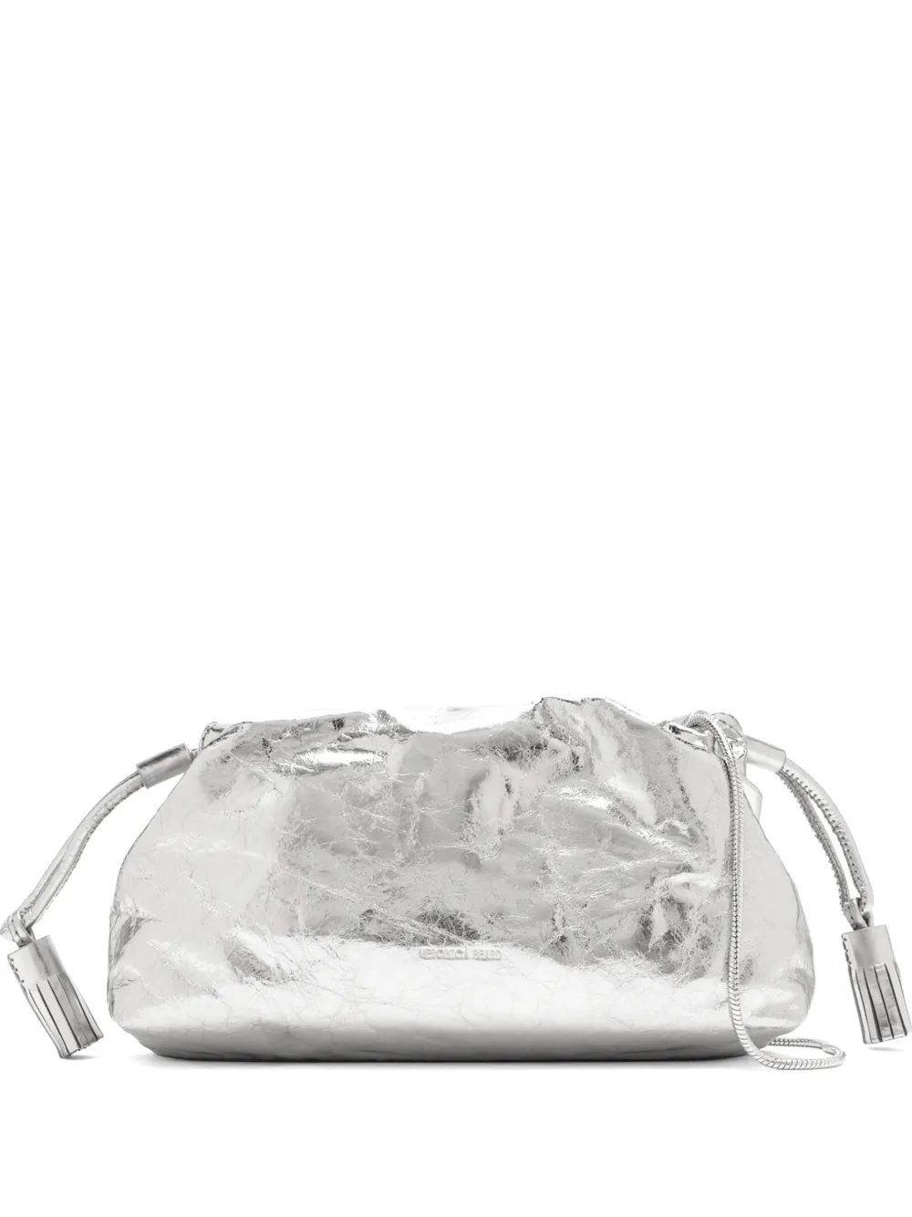 Veronica Beard metallic crinkled-effect clutch bag - Argento