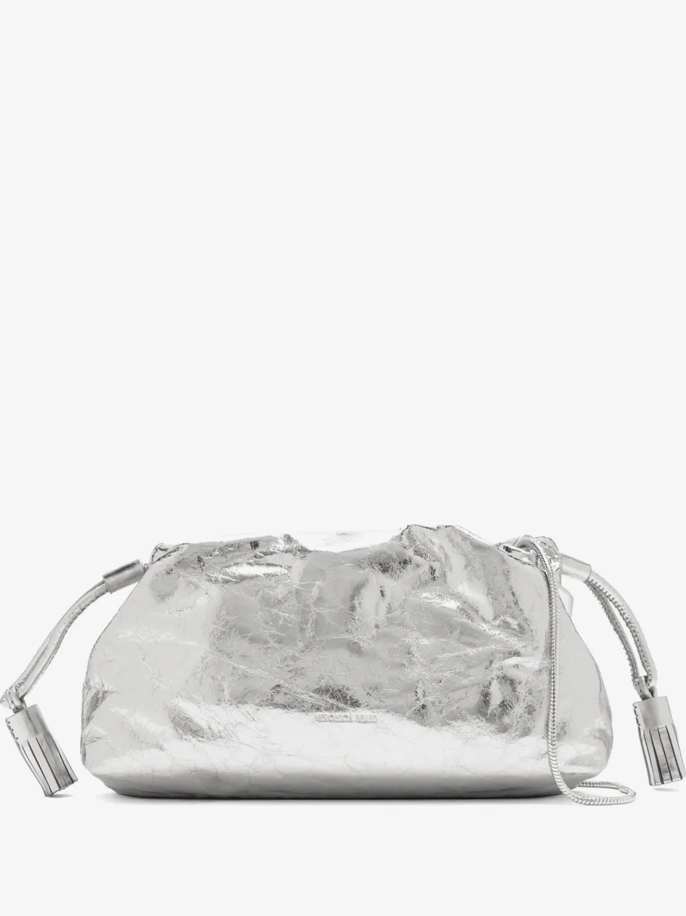 metallic crinkled-effect clutch bag