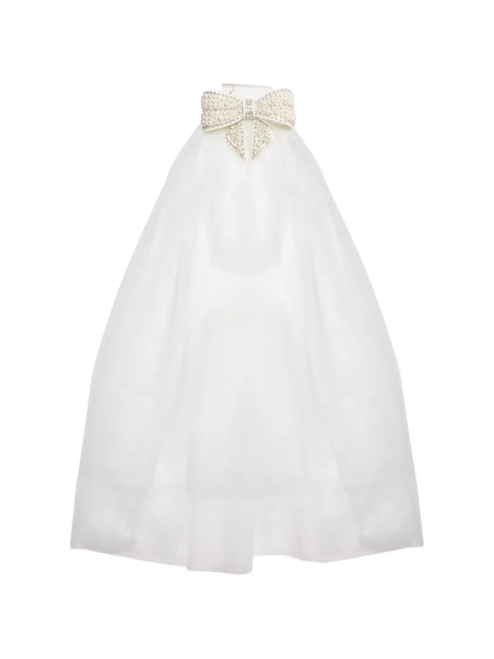 Self-Portrait pearl-embellished tulle veil - Weiß