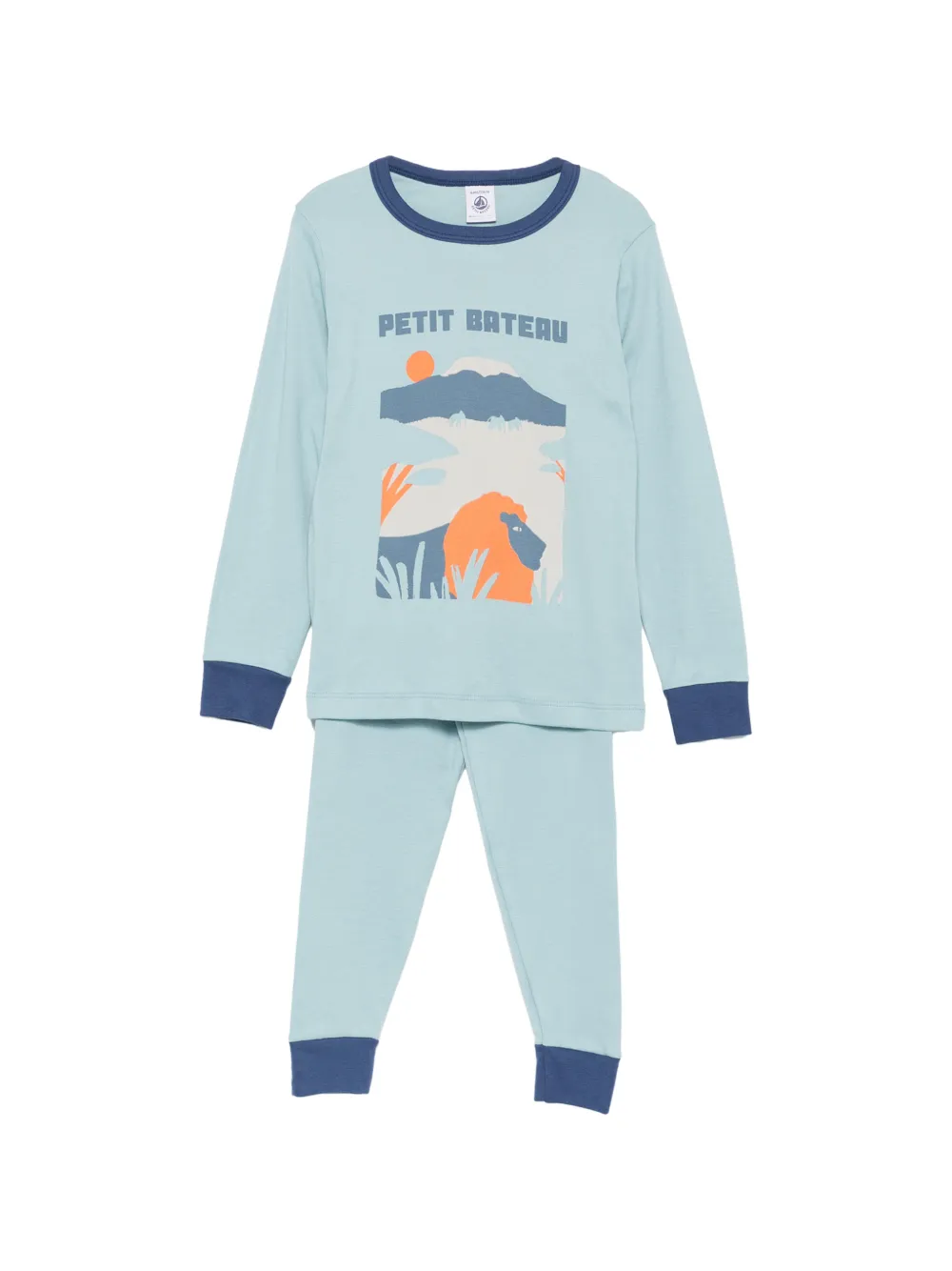 Petit Bateau printed trimmed pyjama set - Blu