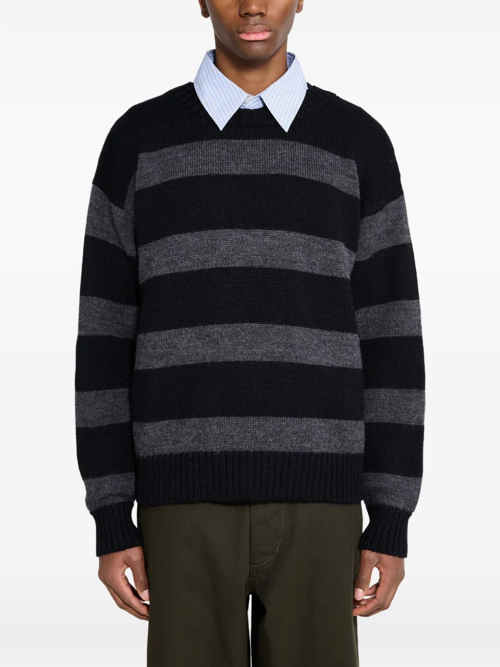 Margaret Howell striped crew sweater - Schwarz