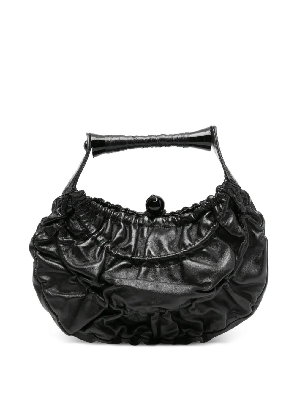 Giorgio Armani Pre-Owned 2000 ruched leather tote bag - Nero