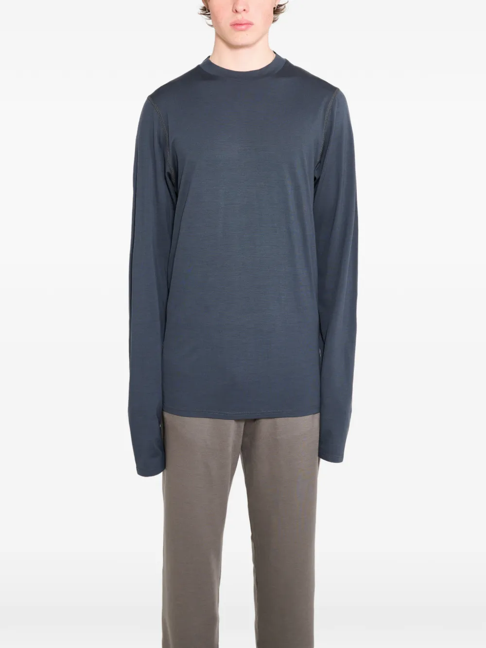 Rier long-sleeve round-neck T-shirt - Blu