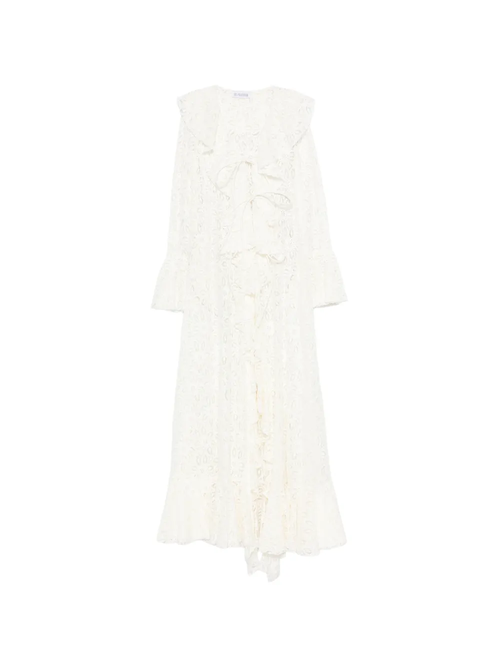 Les Filles d'Eva flower-lace asymmetric dress - Bianco