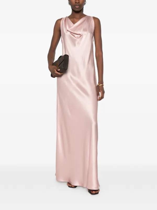 embellished cowl neck maxi dress in blush Print Embellished Cowl Neck Maxi Dress Vacation Floral Dye