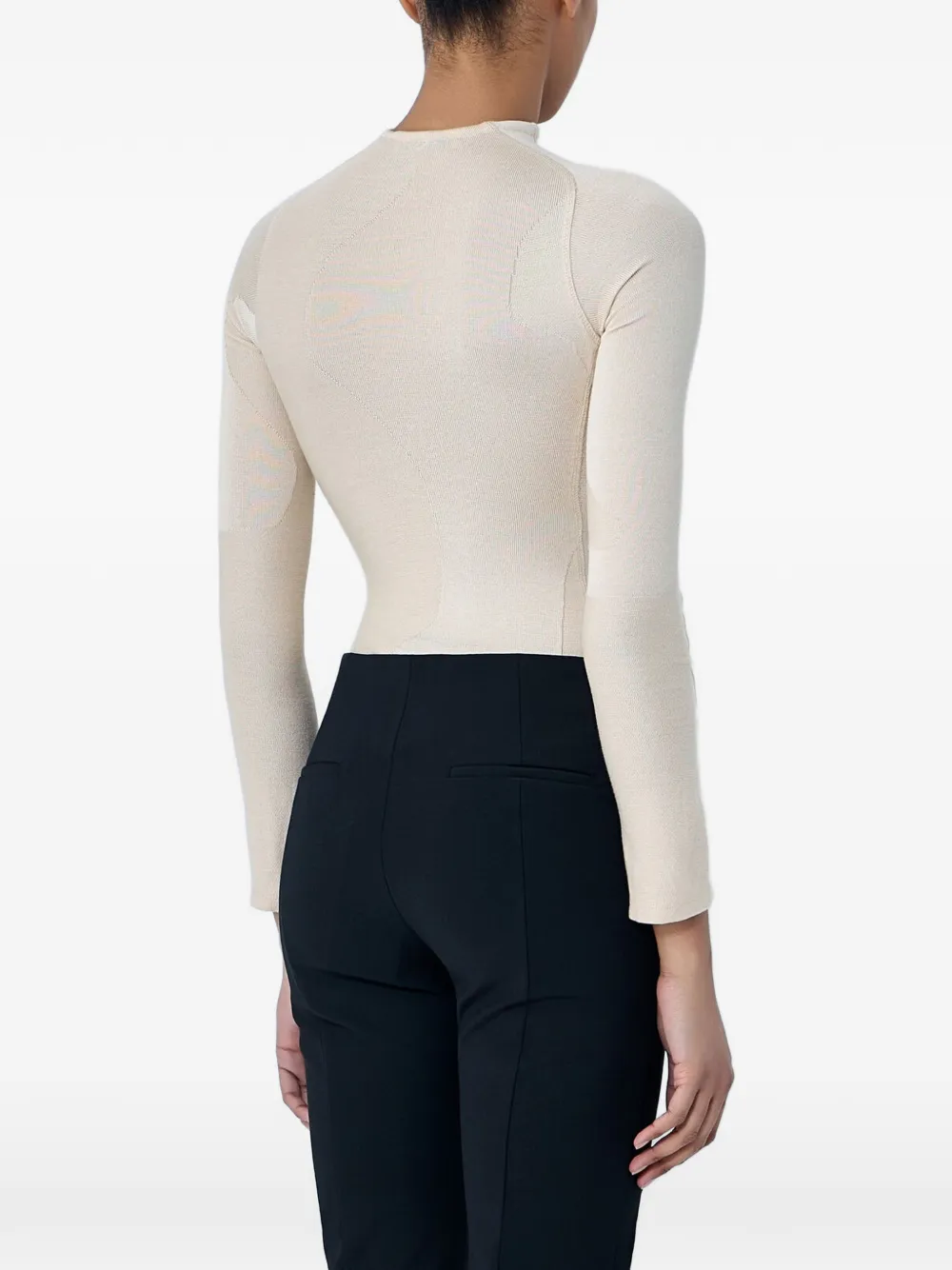 SKIN SERIES Geribbelde body met hoge hals Beige