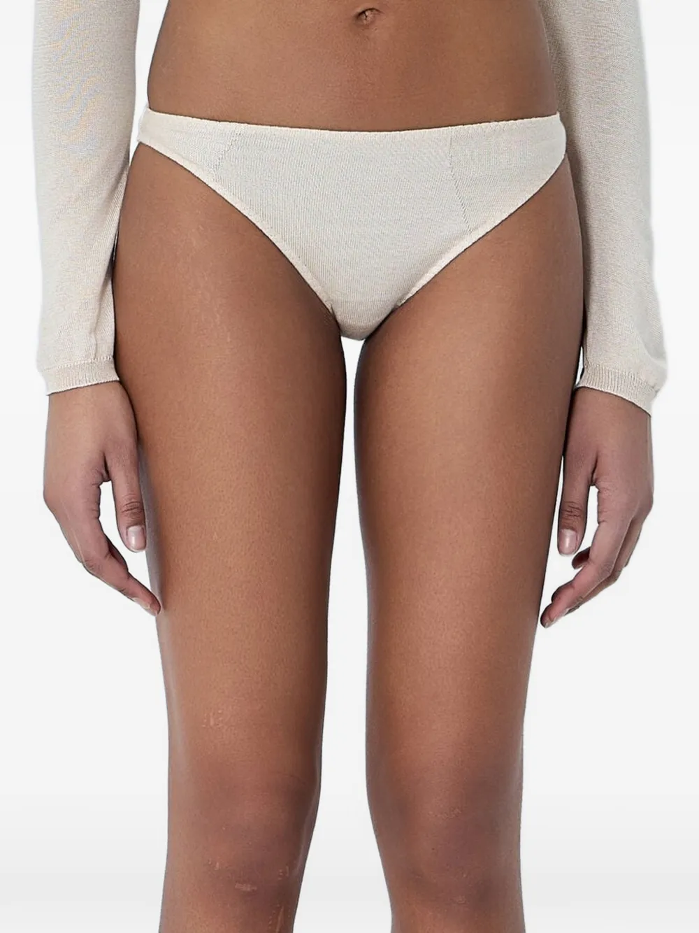 SKIN SERIES textured-knit briefs - Nude