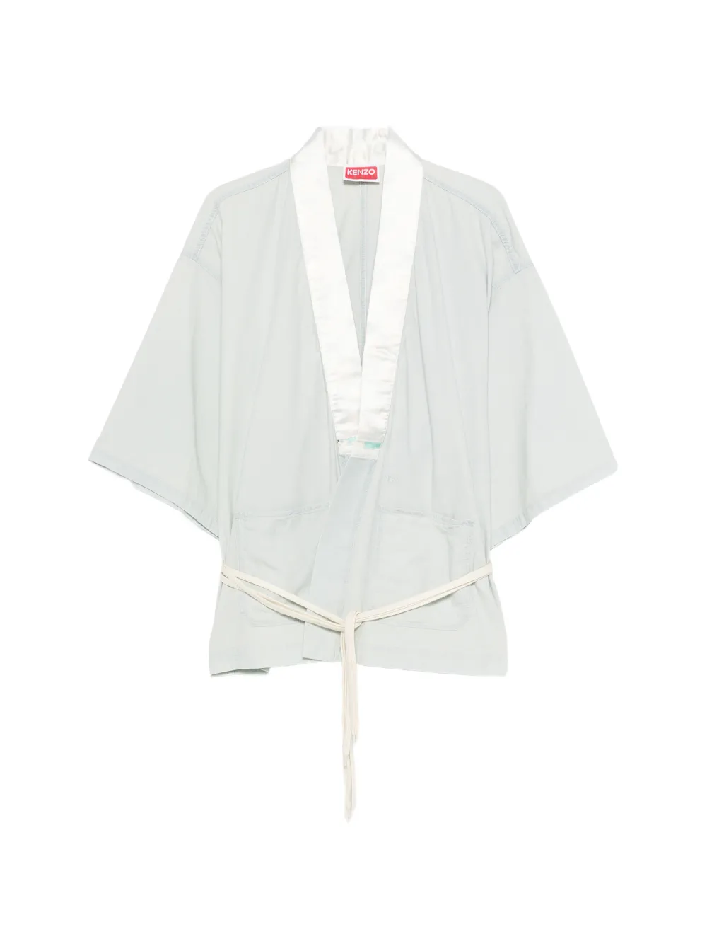 Kenzo contrast-collar wrap shirt - Blu