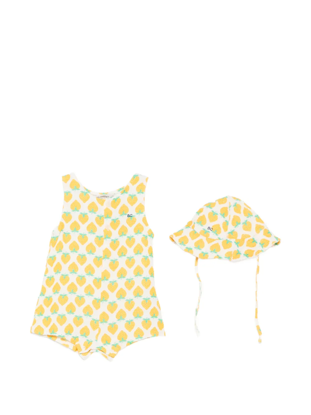 Bobo Choses strawberry-print rompers set - Bianco