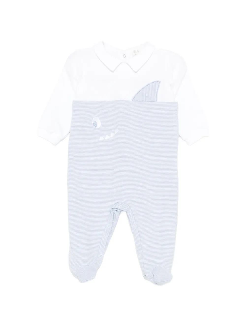 LALALU shark-motif striped babygrow - Blu