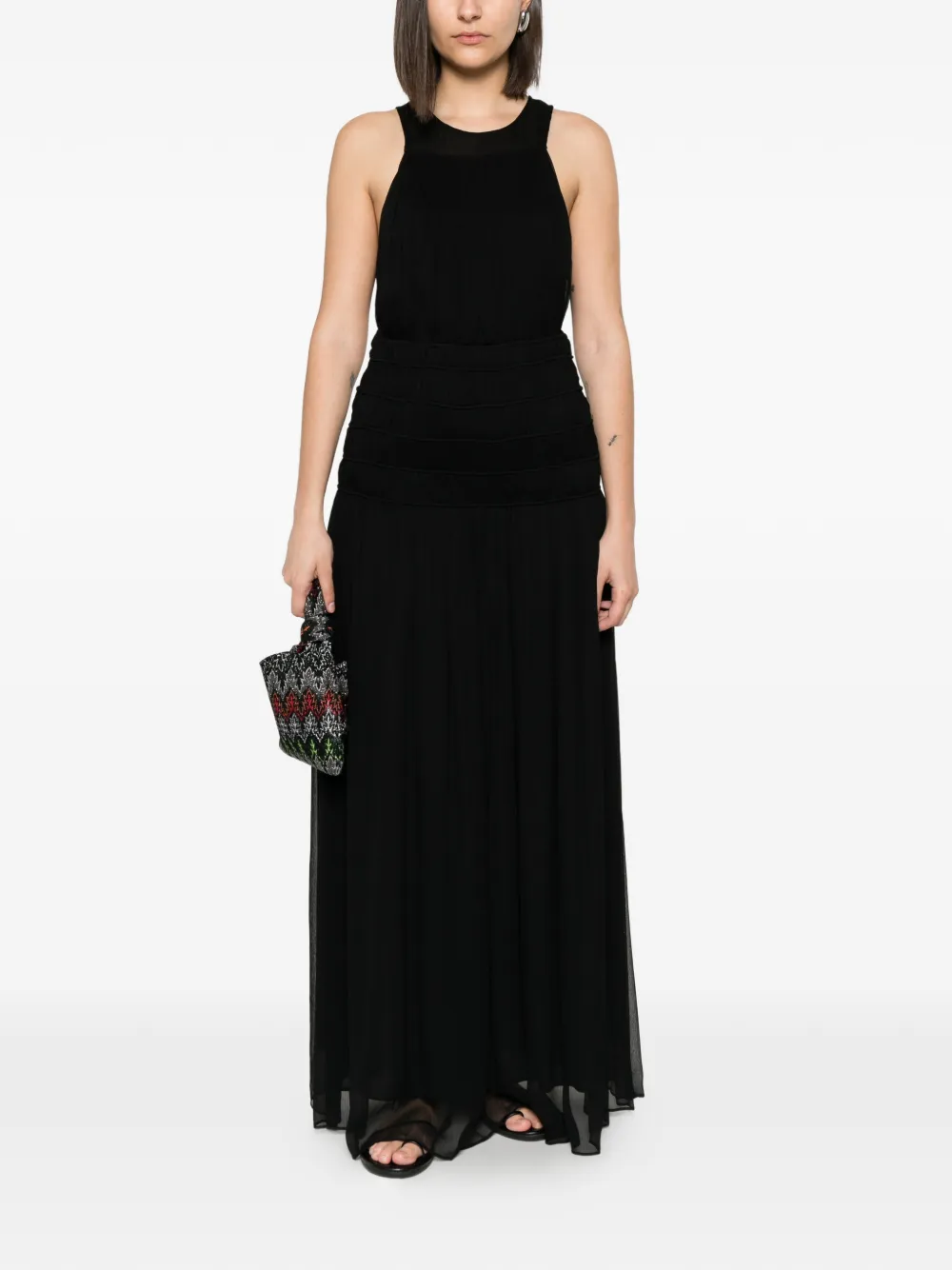 TWINSET Gesmockte maxi-jurk Zwart