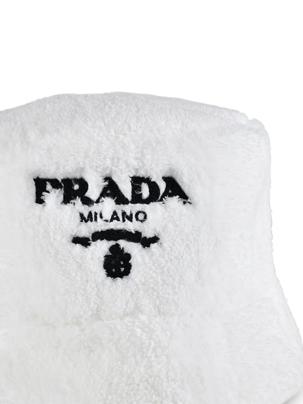 Prada Triangular-logo Sherpa Hat In White
