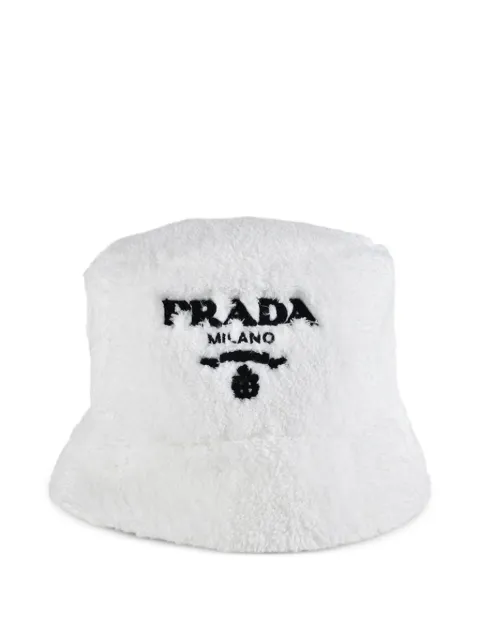 Prada triangular-logo sherpa hat