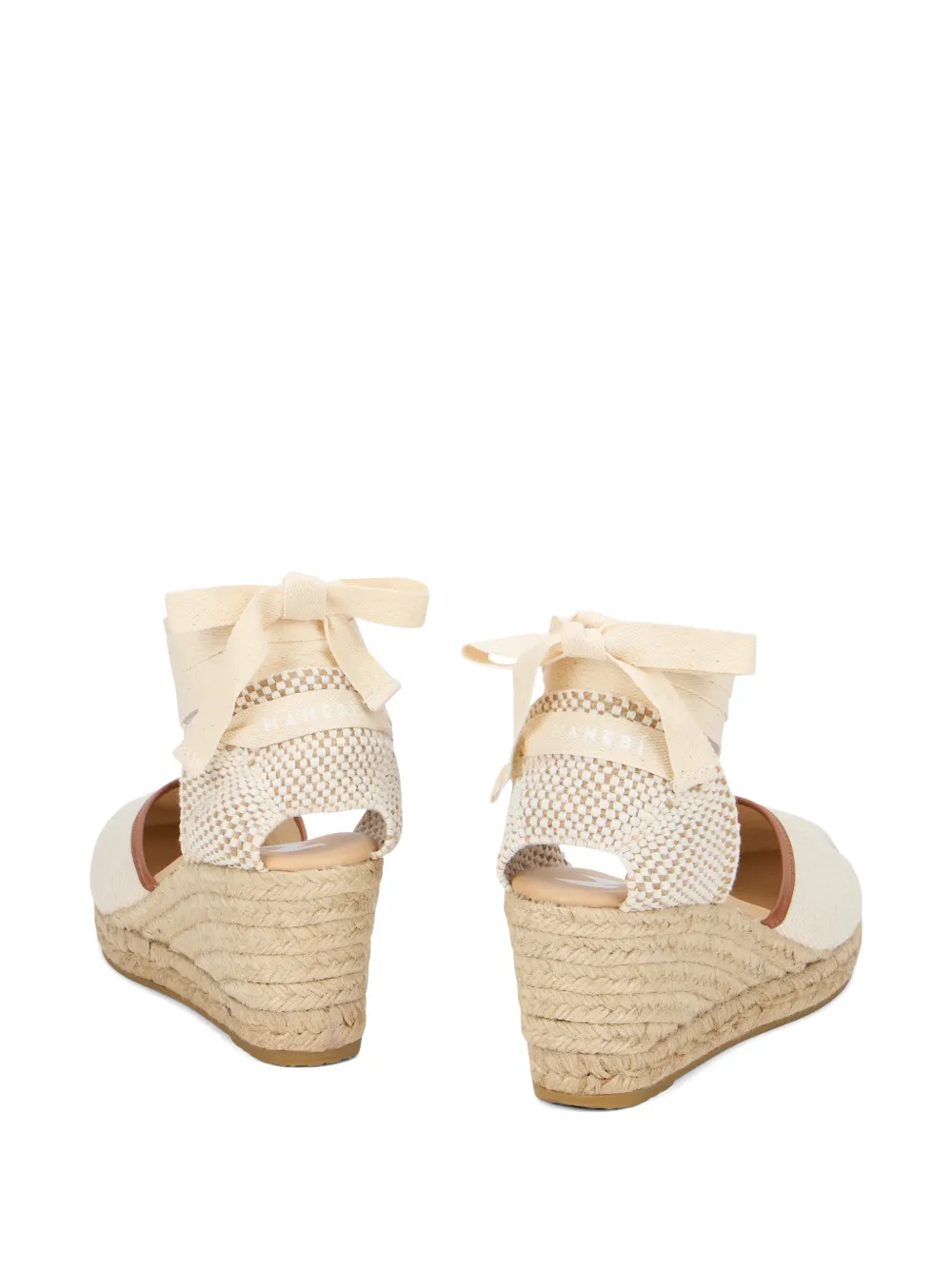 Manebi tie-fastening wedge espadrilles Beige