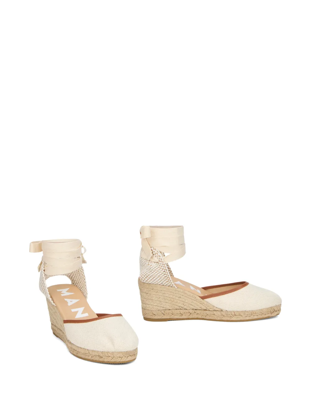 Manebi tie-fastening wedge espadrilles Beige