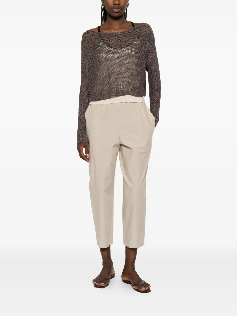 Dusan Broek met toelopende pijpen Beige