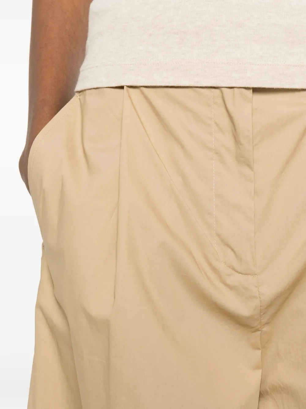 SOLOTRE Palazzo plooibroek met zak Beige