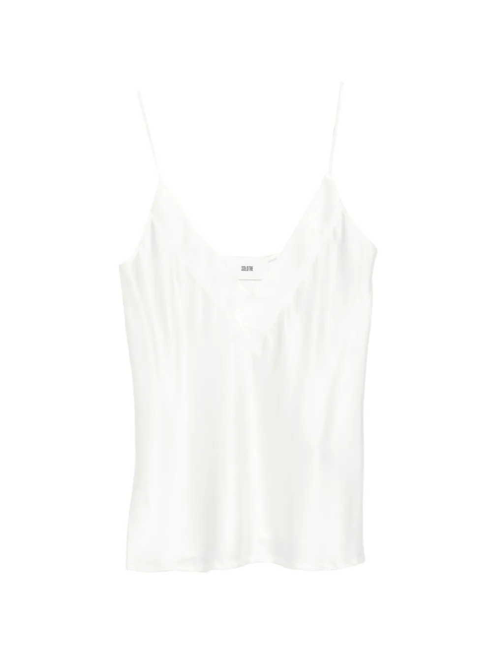 Solotre Satin V-neck Top In White
