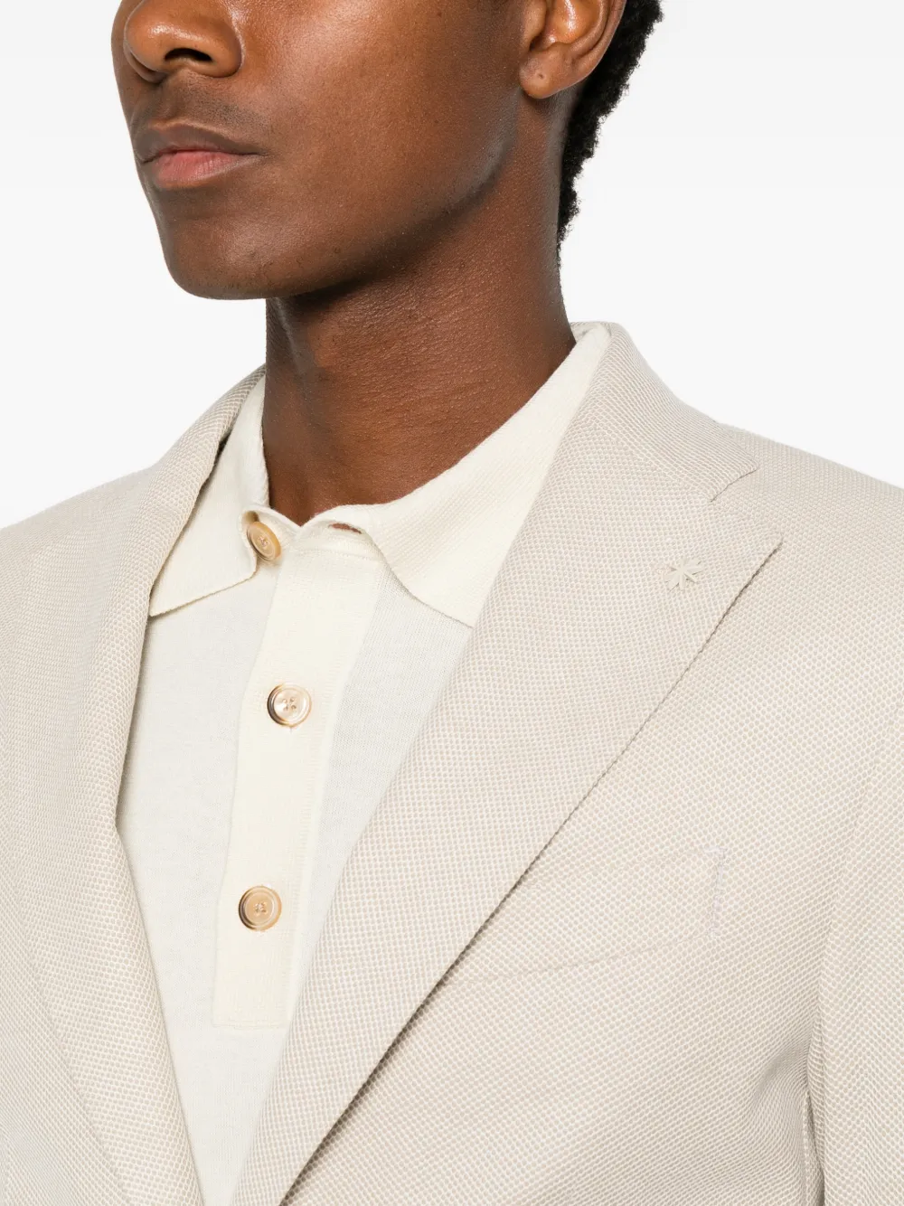 Manuel Ritz Blazer met enkele rij knopen en gekerfde revers Beige