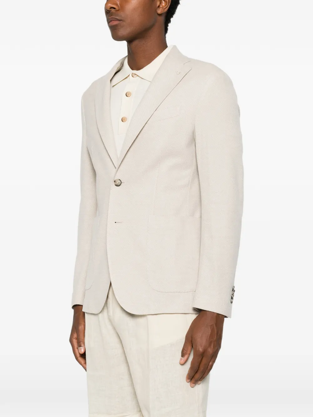 Manuel Ritz Blazer met enkele rij knopen en gekerfde revers Beige