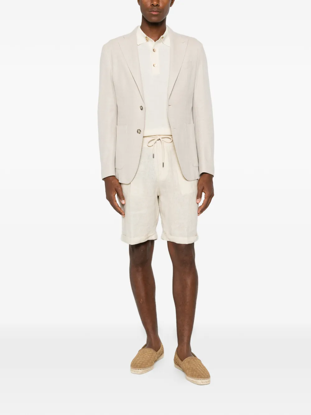Manuel Ritz Blazer met enkele rij knopen en gekerfde revers Beige