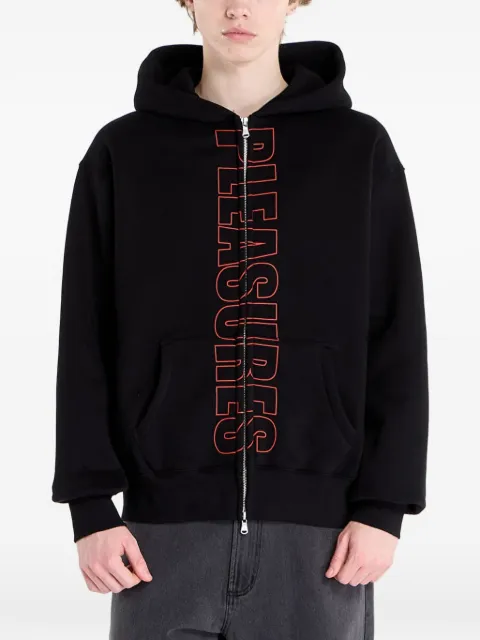 Pleasures zip hooded sweater