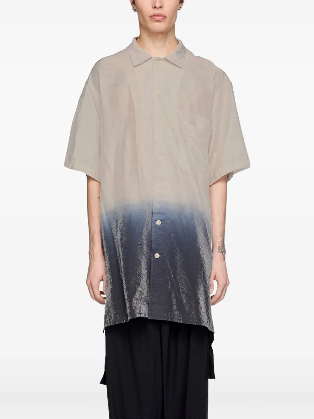 Y-3 Overhemd met korte mouwen en dip-dye print Beige