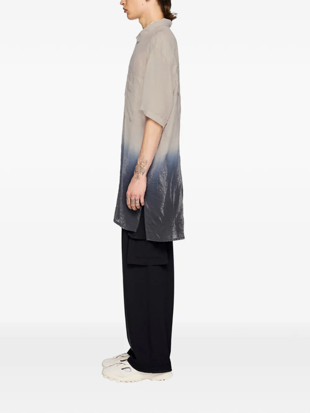 Y-3 Overhemd met korte mouwen en dip-dye print Beige