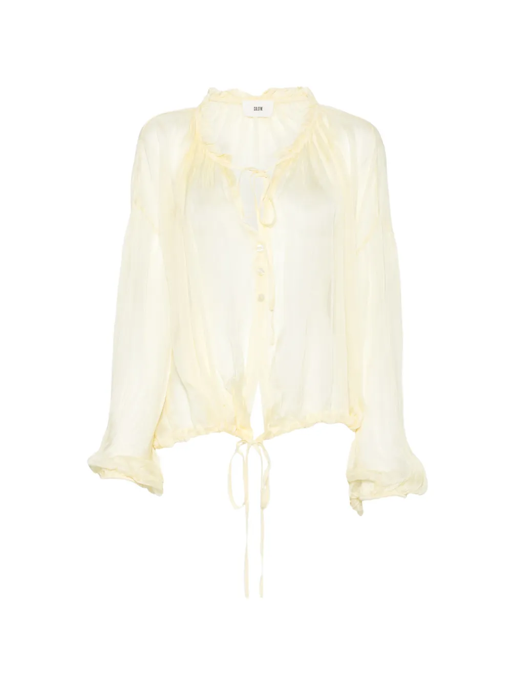 Solotre Ruffled-trim Blouse In Yellow