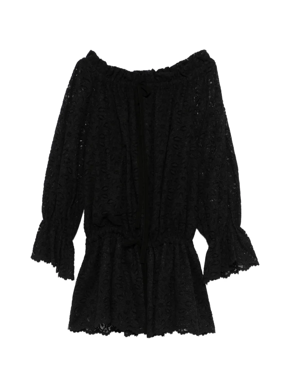 Les Filles d'Eva ruffled lace mini dress - Nero