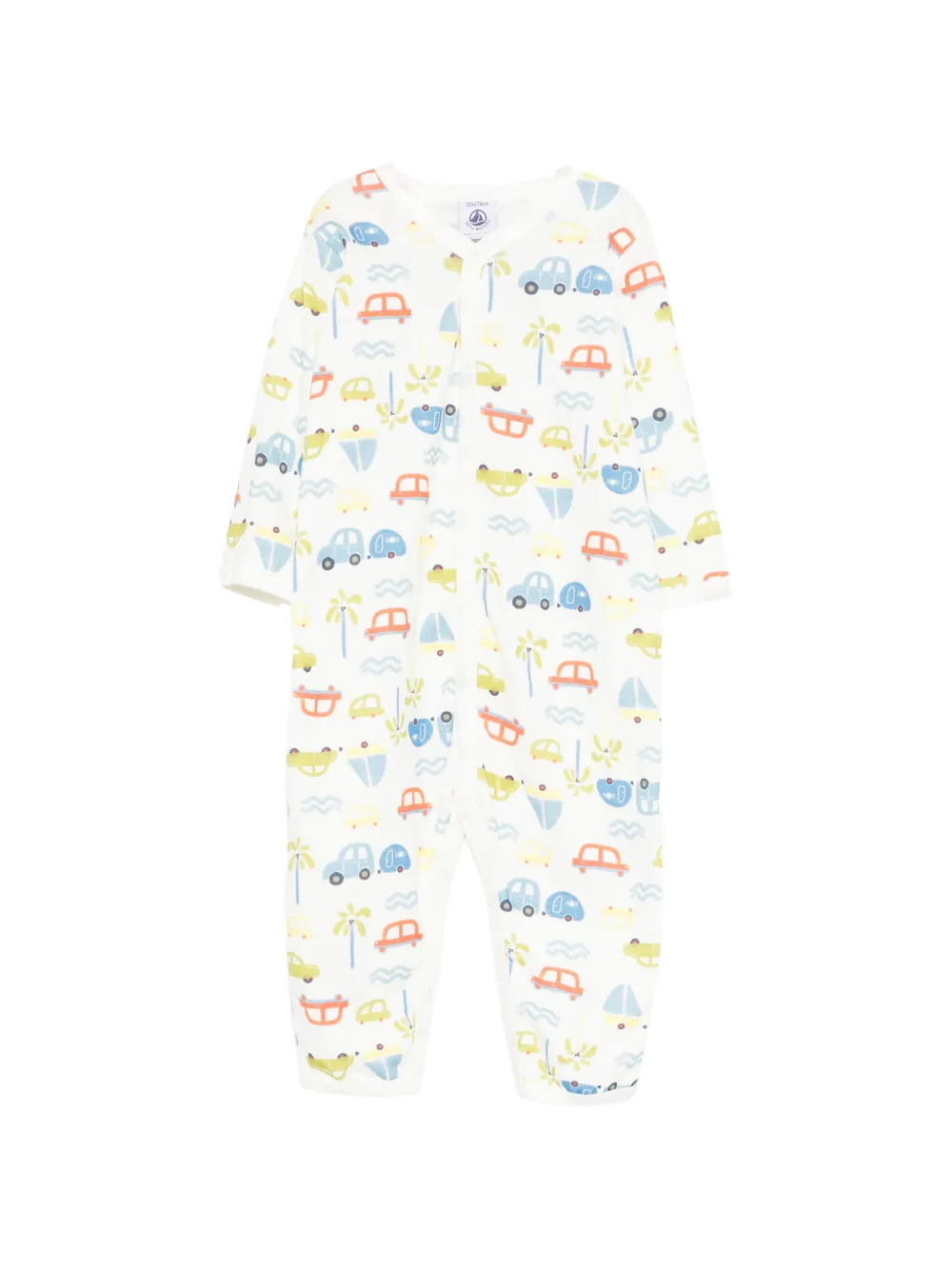 Petit Bateau cars-print rompers - Bianco