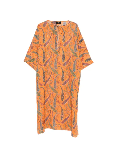 ETRO paisley-pattern tie-neck midi dress