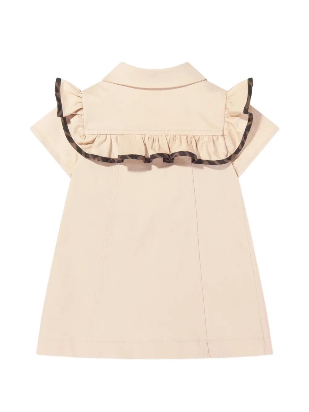 Fendi Kids Jurk met ruches en logopatch Beige