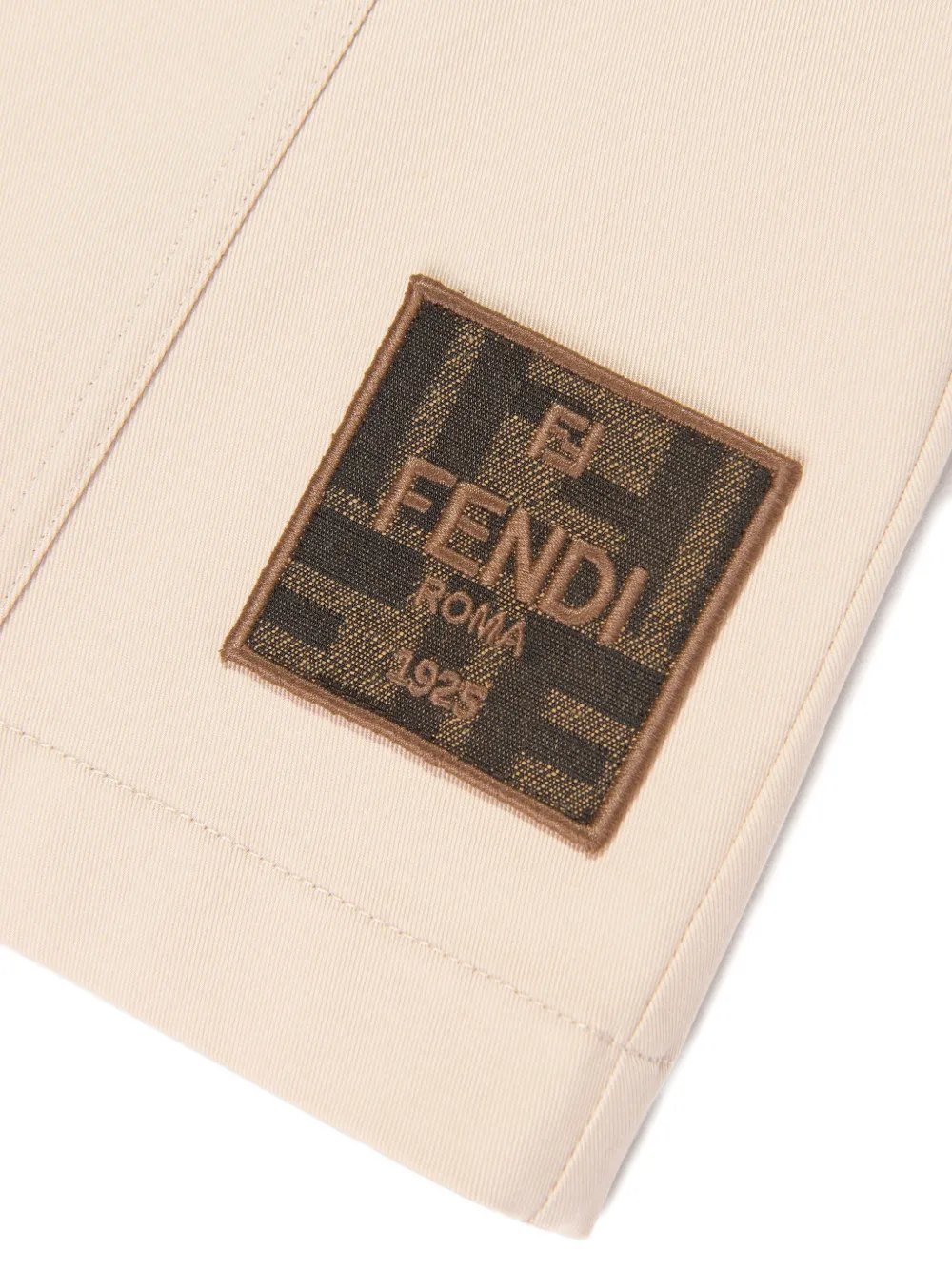 Fendi Kids Jurk met ruches en logopatch Beige