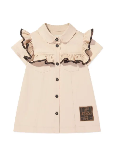 Fendi Kids ruffled-trim logo-patch dress