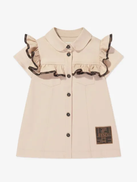 Fendi Kids ruffled-trim logo-patch dress