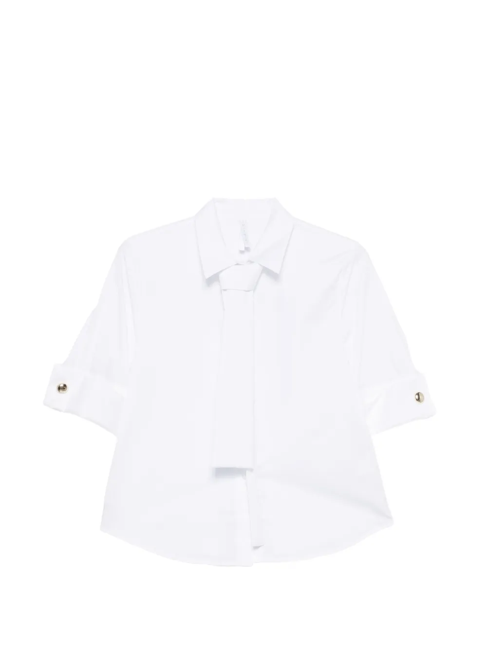 IMPERIAL tie-detail short-sleeve shirt - Weiß