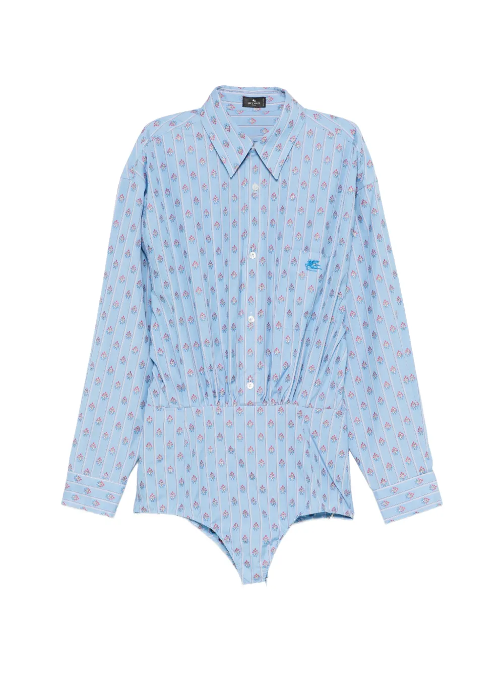 ETRO floral-print striped bodysuit - Blu