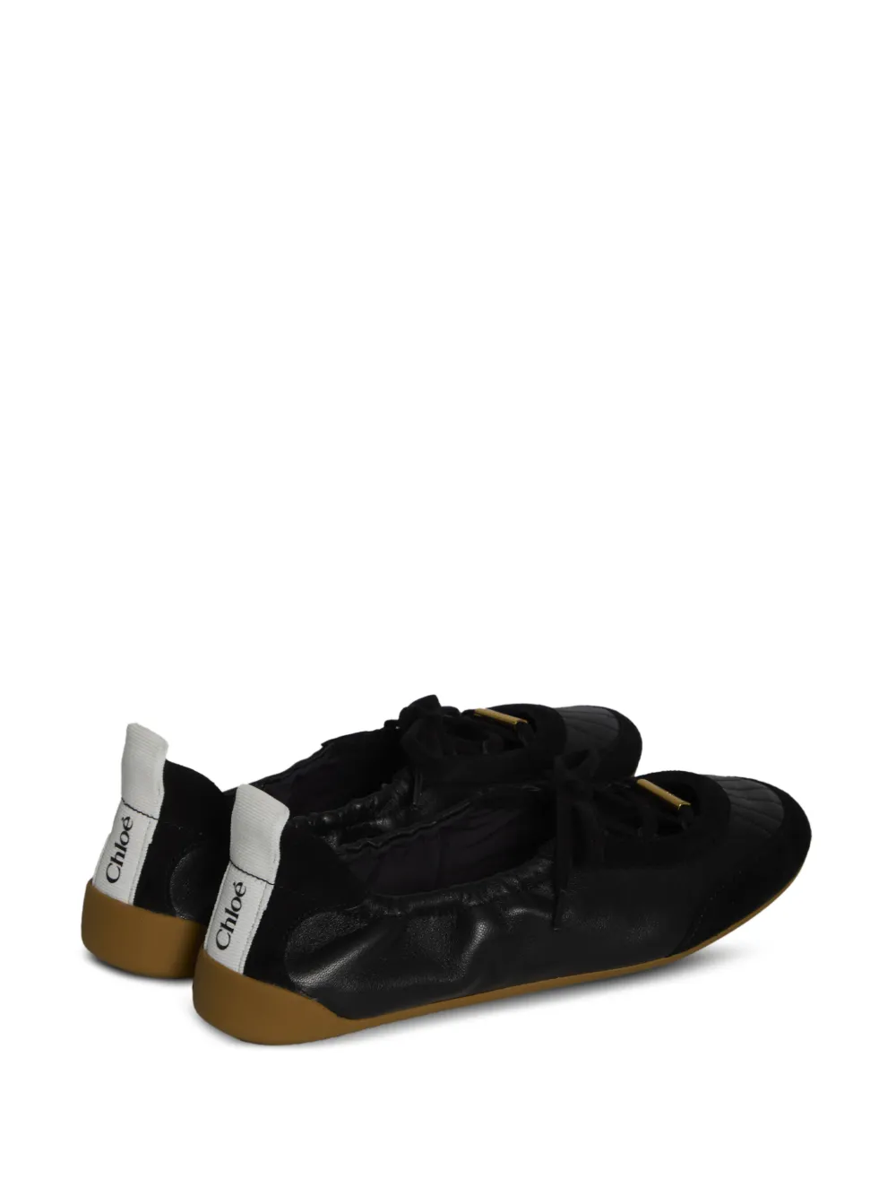 Chloé Kick Ballerina suede insert lace-up ballet flats Zwart