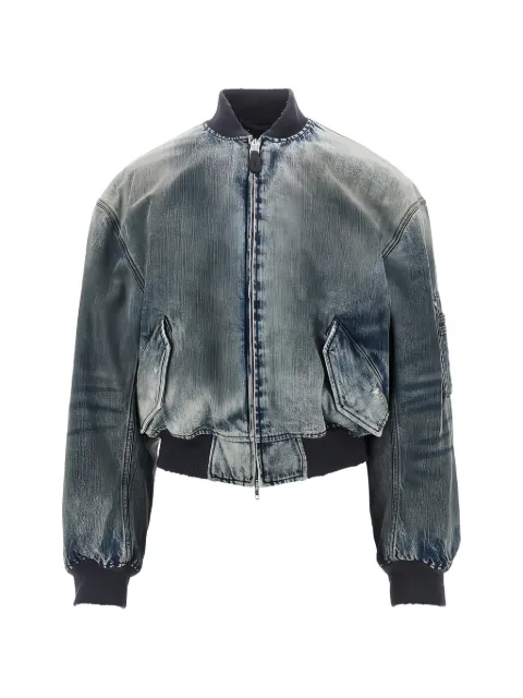 Balenciaga faded-effect denim bomber jacket