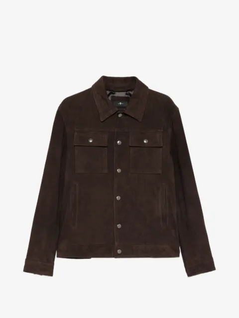 7 For All Mankind suede-finish press-stud jacket