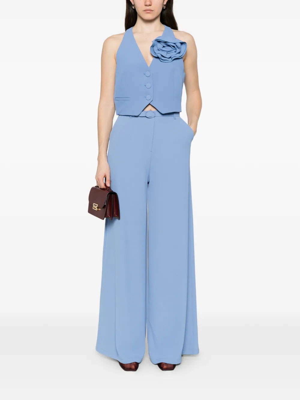 IMPERIAL Plooibroek met ceintuur Blauw